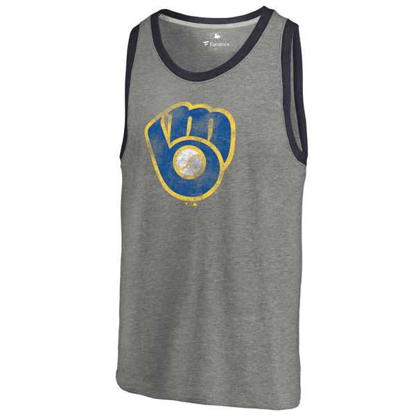 Milwaukee Brewers Distressed Team Tank Top - Ash,We sell and wholesale Milwaukee Brewers Distressed Team Tank Top - Ash on line form chian!